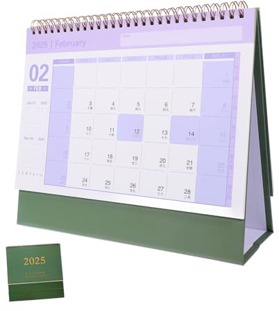 NUOBESTY Calendario De Sobremesa Grande Verde Oscuro Papel Duradero Sin Manchas Calendario Mensual Compacto Para Oficina Hogar o Escuela Diseño Sencillo Para Notas y Planificación De Meses