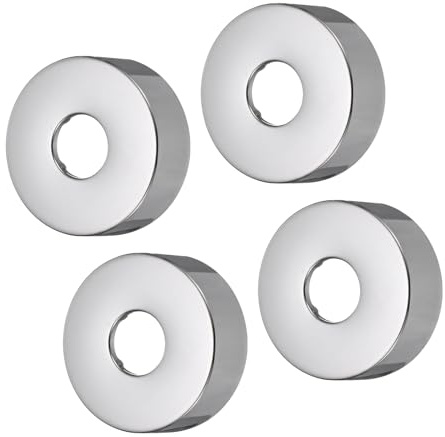 sourcing map 4pcs Shower Arm Flange 60mm/2.4 OD Escutcheon Plate Stainless Steel Round Plumbing Cover Plates for 21mm/0.8 Dia Water Pipe Faucet Kitchen Decoration Accessories, Silver Tone