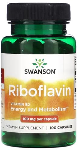 Swanson - Riboflavin Vitamin B-2 100 mg | Unterstützung für Energie und Stoffwechsel - 100 Kapseln