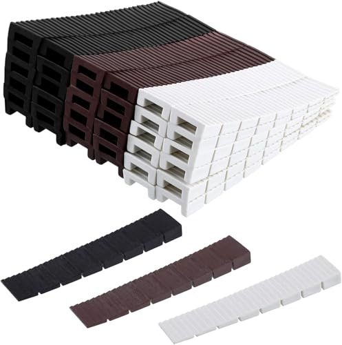 joonnair 60 pezzi Cunei per Mobili Spessori in Plastica a Cuneo Zeppe per Mobili Cunei di Arresto e di Compensazione zeppe in plastica con Punti di Rottura Integrati nero bianco marrone 8x 20x100mm