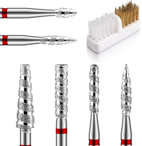 Nail Drill Bits, 6 PCS Cuticle Drill Bit 3/32 Inch Professional Electric Nail File Bits Heads Carbide Machine Accessories for Nail Gel Polish Nail Prep Salon Home