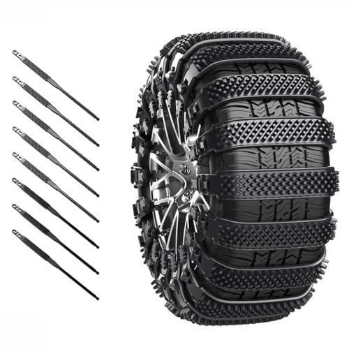 LNZKX Catene Neve Auto per Subaru Tribeca/Ascent SUV/ B9 Tribeca/Justy/Solterra, Reusable Catene Regolabili Antiscivolo Auto Fascette Cavi per Pneumatici da 165-275mm,8Pcs-Black