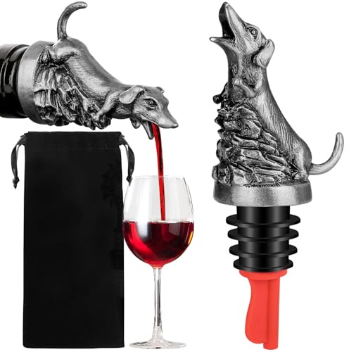 MR.BARWARE Dackel Weinausgießer und Weinverschluss, Dackel Geschenke, Dackel Deko Geburtstagsgeschenk Weingeschenke für Männer Papa Frauen, Dackel Weihnachtsschmuck, Weinausgießer für Wein Champagner