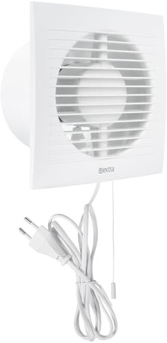 Vent Systems Badlüfter 125mm - Wasserdicht Badventilator mit Kabel und Stecker - IPX4 36dB 16W 150m³/h Wandmontage - Geräuscharmer Energieeffizienter Abluftventilator für Küche und Bad