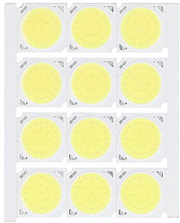 Klanata Integrierte LED-Chips, 12 Stück COB-Lichtquelle, runder Hochleistungs-LED-Chip, 1080 lm, 12 W, 36–41 V, für DIY-Innenbeleuchtung (White Light)