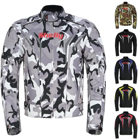 Shelly Premium Motorcycle Jacket Men for Adventure/Touring with Cordura Textile Summer Winter Windproof Bike Jacket for Racing, Riding