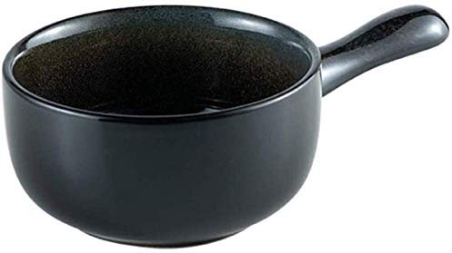 French Onion Soup Bowls with Handles, Japanese-Style Ceramic Bowl Baked Rice Bowl Baking Serving for Soup, Chili, Fruit, Salad, Beef Stew,Black-Schwarz