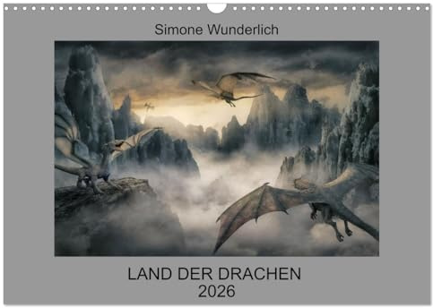 Land der Drachen (Wandkalender 2026 DIN A3 quer), CALVENDO Monatskalender: Fantasy - Landschaften zum Träumen (CALVENDO Kunst)