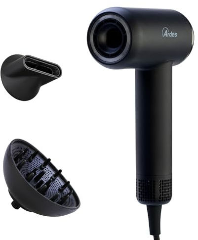Ardes HAIR PRO Asciugacapelli Ionico ad Alta Velocità con Motore Digitale 110.000 rpm, 4 Modalità di Calore, Diffusore e Concentratore Magnetico, Potenza 1800 W e Custodia da Viaggio