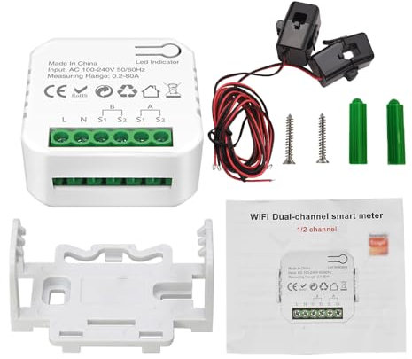 WiFi Smart Energy Monitor with 80A CT Clamps, Bi-Directional Power Meter for Home & Solar PV Systems, Real-Time Electricity Usage Tracking via Mobile App