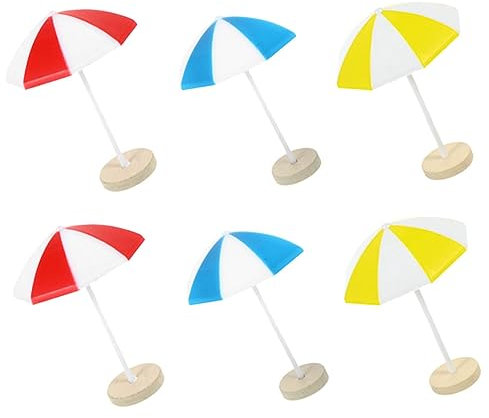 Yardwe 6pcs Micro Landscape Beach Umbrella Decors Mini Sun Umbrellas Garden Parasol Ornaments for Home Office