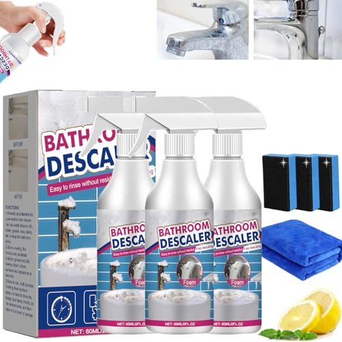 Bathroom Descaler Schaum, 2025 Multifunktionaler Stubborn Stains Cleaner, Stubborn Stains Cleaner, Badreiniger Extra Stark Putzmittel für Glas Kanalisation Toiletten (3)