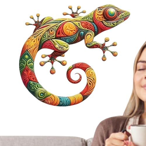 Metal Lizard Sculpture - Outdoor Garden Wall Figurine, Waterproof Iron Artwork Decor | Artistic Decoration with Weather Resistant Design, Creative Animal Ornament for Balcony Fence Patio Indoor