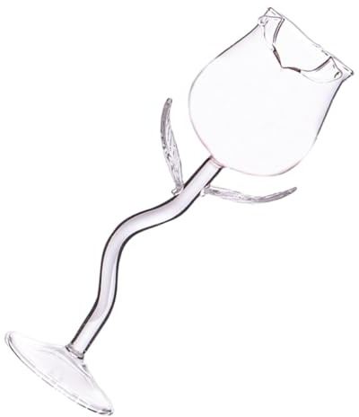 FUNNETOYU Copa de Vino Tinto Forma de Rosa en Vidrio, Diseño Creativo