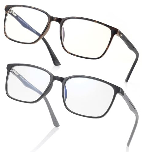 ZENOTTIC Gafas con Filtro Luz Azul para Hombre - Montura Cuadradas TR90 Gafas de Lectura Antirreflejos Deportivas para Ordenador 230004B