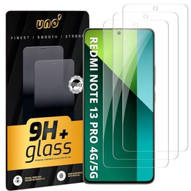 Uno'[3 Unidades],Protector De Pantalla De Cristal Templado Para Xiaomi Redmi Note 13 Pro 4G/5G, Ultraresistente, Dureza 9H, Sin Burbujas, Alta Definición, Antiarañazos Y Huellas, Fácil Instalación