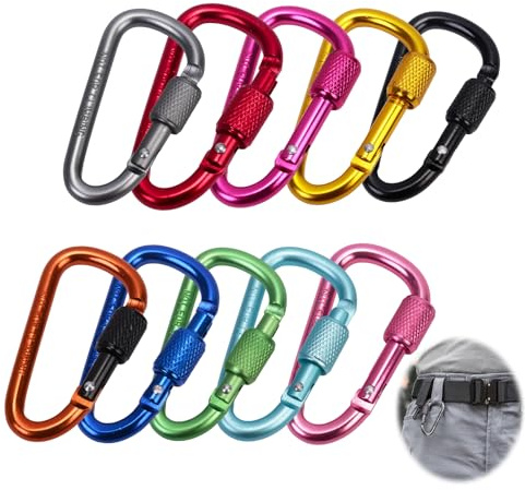 10 Stück Karabinerhaken, 5.8cm Bunte Mini Karabinerhaken Schraubkarabiner Carabiner Mehrfunktionale Schlüsselanhänger Karabinhaken für Outdoor Camping Angeln Wandern Rucksacktourismus (10 Farben)
