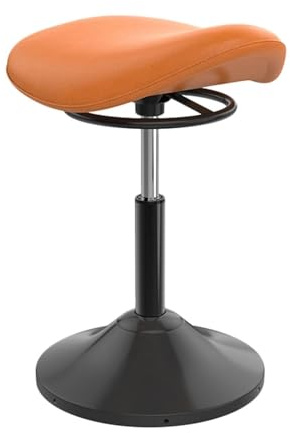 FXLUHAY Sgabello a sella, sgabello oscillante e sollevabile, sedia in piedi con rotazione a 360°, sedia basculante con altezza regolabile for seduta di apprendimento attivo(Orange)