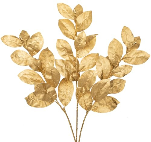 Oairse Set de 3 hojas de magnolia artificial, plantas artificiales, hojas de magnolia como de verdad para decoración de boda boho, decoración de hojas de palma tropical para el hogar, casa, fiesta