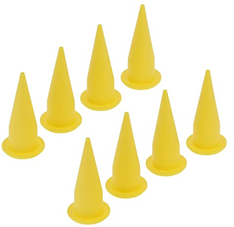 8 ugelli a cono in PE giallo per pistola calafataggio, punte utensili calafataggio da 5,5 cm applicatore salsicce di cemento in vetro e pistone per la sigillatura di porte finestre