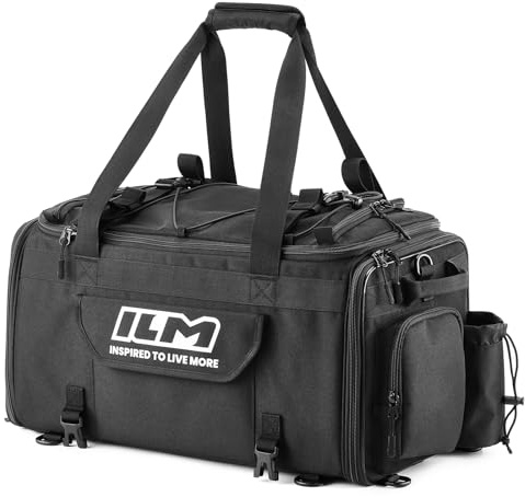 ILM Motorcycle Tail Bag 50-70L Travel Luggage Motorbike Rear Rack Trunk Shoulder Backpack with Rain Cover Model BL02