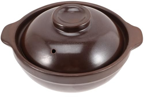 PERSELOSO Olla de Barro Pequeña Tapa para Estofado y Fideos de Arroz, Cazuela Antiadherente Resistente al Fuego para Cocina Doméstica y Profesional