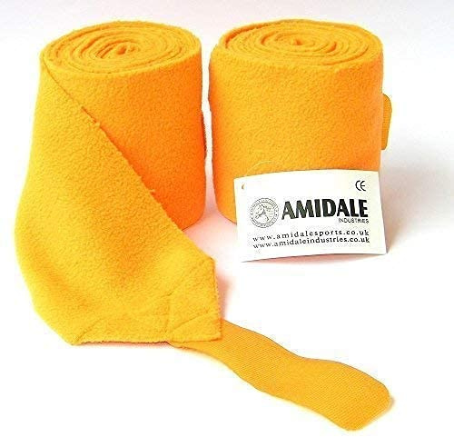 Amidale POLO WRAPS FLEECE STABLE BANDAGES HORSE EQUESTRIAN LEG WRAPS SET OF 4 ONE SIZE (ORANGE)