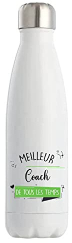 Bouteille isotherme Meilleur Coach de tous les temps | Gourde Idée Cadeau Travail Boulot Métier Départ Retraite Collègue Homme Anniversaire Noël