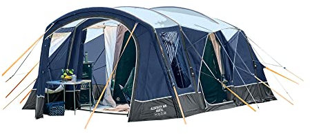Vango Alderley Air 450XL Tent with 2 Darkened Bedrooms and Built-in Front Awning, 4 Man Tent for 4 People, Camping Equipment, Blue