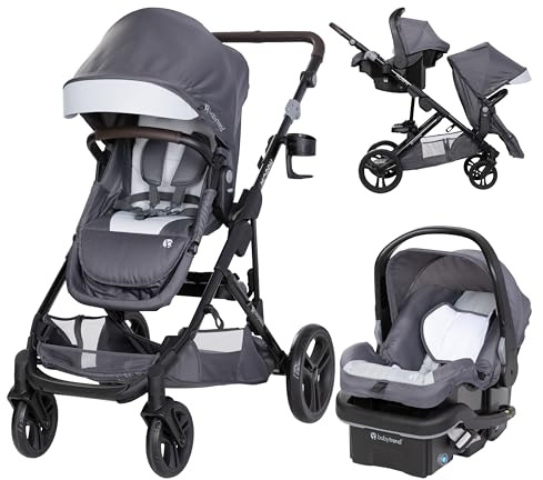 Baby Trend Morph Single to Double Modular Stroller Travel System with EZ-Lift™ Plus Infant Car Seat, Dash Grey
