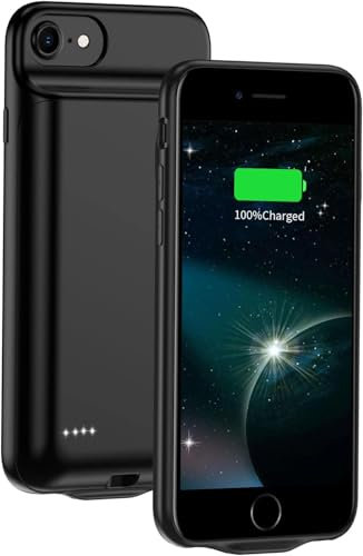 Travel Battery Case for iPhone 6/6s/7/8/SE (2nd and 3nd Gen) 4.7inch, 2025 New Upgraded 6800 mAh Extra Battery Life 15W Fast Charging External Rechargeable Portable Charging Case (Black, 4.7Inch)