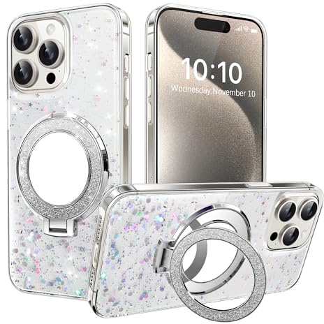 LEMAXELERS Cover pour Samsung Galaxy A16 Mirror Glitter Paillettes de Housse Protection avec Support Anneau Aesthetic Etui Paillettes Housse Transparent Coque pour Samsung Galaxy A16 Transparent DJ.