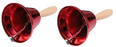 JEWEDECO 2stücke Laute Handglocken Mit Ergonomischem Holzgriff Glänzendes Metall Als Party-deko Für Hochzeit Restaurant Und Bildungszwecke Langlebig Leicht Und Umweltfreundlich