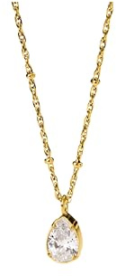 Purelei Elegante Vintage-Halskette – Goldene Edelstahlkette mit weißem Zirkonia-Tropfen, 50/55 cm, verstellbar