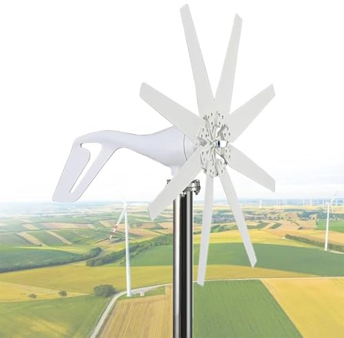 DRFGHK 6000W Wind Power Turbine Generator Windmill Power Generator Kit 8-Blade Automatically Adjust The Windward Wind Generator, Vertical Axle Wind Turbine Kit with Controller,24V