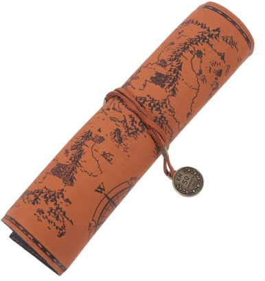 LALAFINA Leder Rolle Federmäppchen Vintage Bleistiftrolle mit Glattem Deckel aus Canvas Großes Stifteetui für Künstler Studenten Tragbare Schreibmappe für Schule Reise