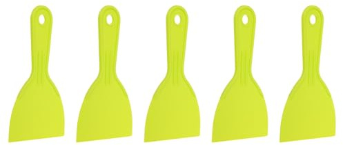 HARFINGTON 5pcs Putty Knife Scraper 4 Width Flexible Plastic Putty Knife Paint Scraper Tool for Taping Drywall Spreading Painting Wall Scratching Yellow