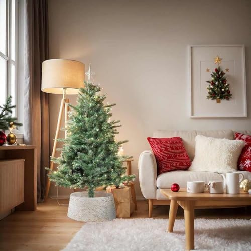 Générique Collier de Sapin de Noël Blanc 60 x 60 x 22 cm Jacinthe d'eau Maison & Jardin Décorations Décorations de Noël & saisonnières Jupes de Sapin de Noël (Poids 2.05KG)
