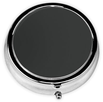 Travel Pill Organizer - Mini Metal Electroplated Round Pill Box, 3 Times a Day Medicine Organizer Charcoal Color
