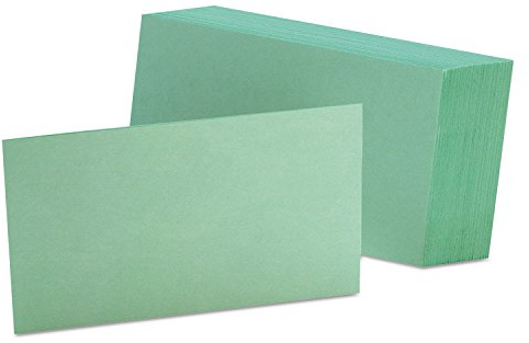 Oxford - Tarjetas de índice de color en blanco, 3 x 5 pulgadas, verde, 100 por paquete (7320 GRE)