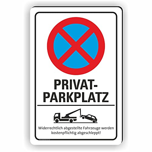 Fassbender-Druck SCHILDER - PRIVATPARKPLATZ - Parken verboten Schild - Schild zum Markieren vom absoluten Parkverbot/Parkverbotsschild - Aluverbundplatte für einen Parkplatz (40x60cm Schild)