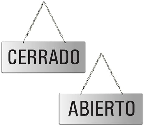 Placa Aluminio | Cartel para Colgar Abierto - Cerrado | 175x65 mm No.31209-E