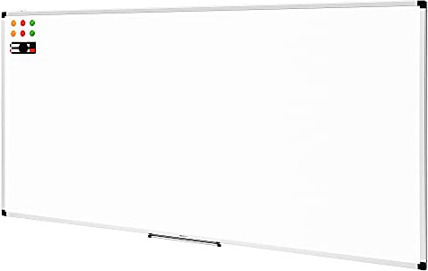 Amazon Basics Magnetisches Whiteboard mit Stiftablage und Aluminiumleisten, trocken abwischbar, 240 cm x 120 cm (B x H), Weiß