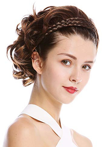 WIG ME UP - 90605-2T30 Mezza parrucca Toupet Prezioso Cerchietto intrecciato Altezza spalle Mix Castano Mèches Scompigliati Ondulati