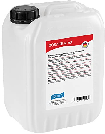 Agualeve DOSAGEM rot Mineralstofflösung 10 Liter – Korrosionsschutz – für Wasser im Härtebereich weich (bis 8,4° dH) – Dosierung mittels Dosieranlage – Markenqualität Made in Germany