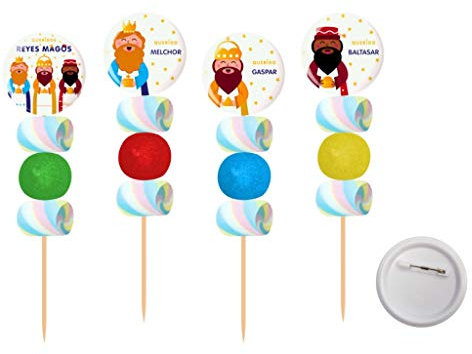 Lote de 15 Originales Brochetas de GolosinasReyes Magos (Modelo a Elegir). Recuerdos. Juguetes y Regalos para Fiestas de Cumpleaños, Navidad,Bodas, Bautizos y Comuniones.DC. (REYES MAGOS)