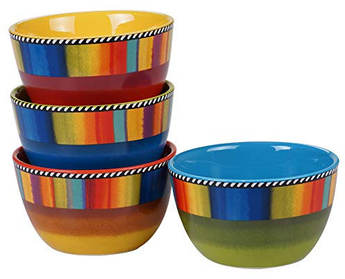Certified International Sierra 28043SET4 Eis-/Dessertschale, 13,3 cm, 4 verschiedene Designs, Keramik, mehrfarbig