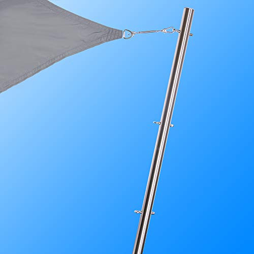 Toldoro® 3,5m Palo per vela ombreggiante con golfare/Palo per tenda a vela ombreggiante in acciaio inox da parete Ø70mm / Palo per vela con 3 occhielli