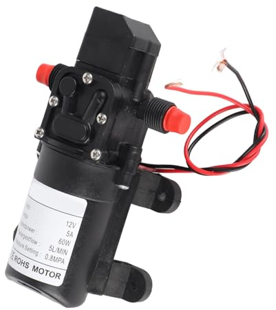 Bomba de Agua 12V Autocebante 60W 5L/min Bomba de Presión con Interruptor de Presión y Membrana para Barcos, Caravanas y Sistemas de Agua
