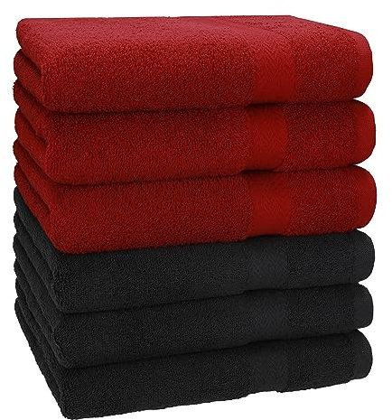 Betz Handtuch 6er Pack Handtücher Set Premium Größe 50x100 cm 100% Baumwolle - gut trocknend, Gute Qualität - ideal für Sport, Strand, Reisen Farbe rubinrot/Graphit